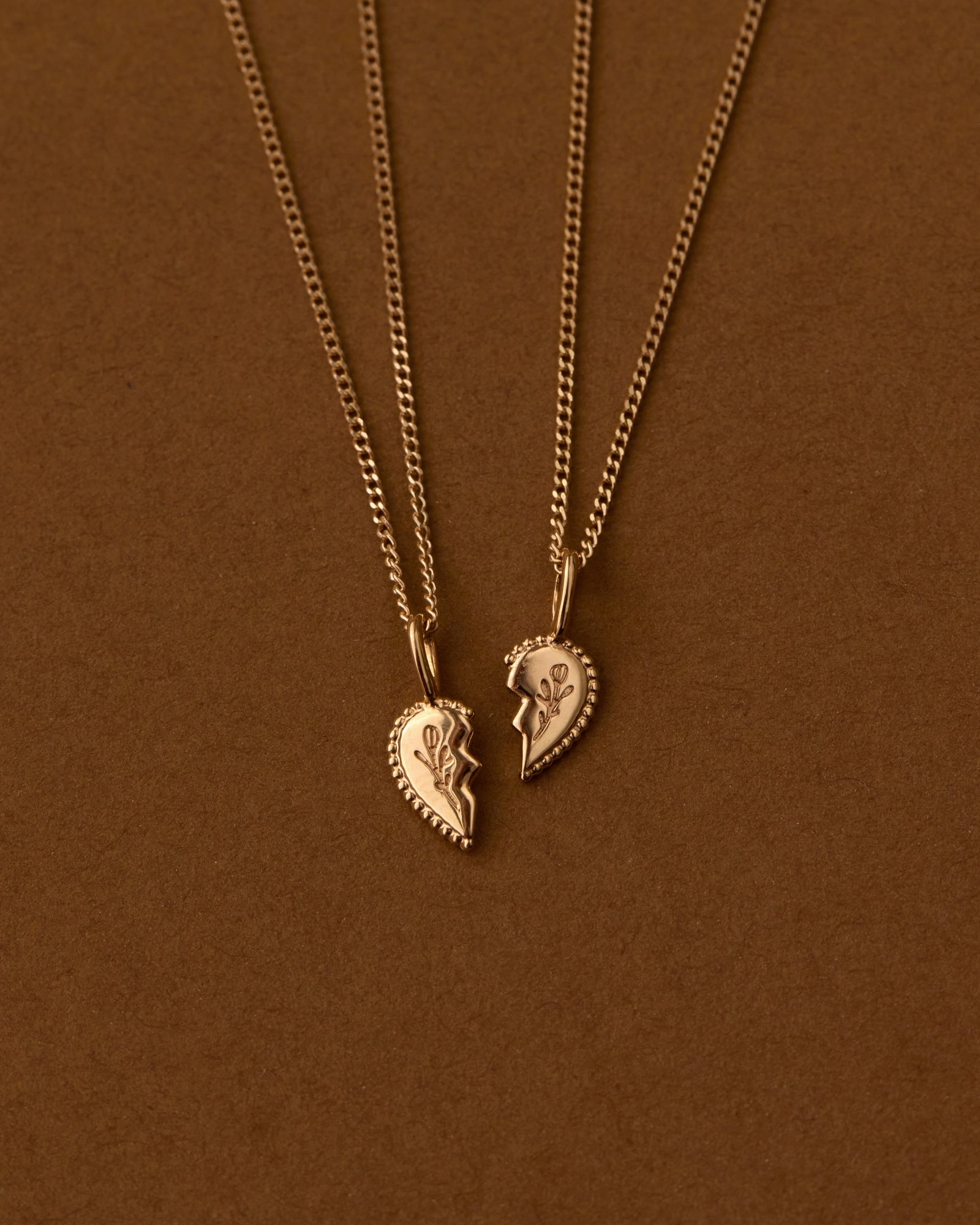 Surprise Gift Great Piece Solid Gold Shared Heart Necklace