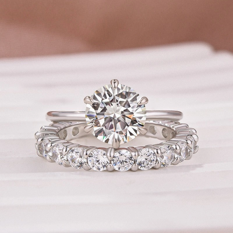 Modern pieces Solitaire 2.0 Ct Round Cut Moissanite Diamond Wedding Ring