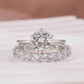 Bright Finish Solitaire 2.0 Ct Round Cut Moissanite Diamond Wedding Ring