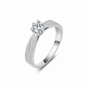 Solitaire Split Shank Engagement Ring | S925 | Moissanite Fashion Pop Monochrome Look
