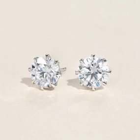 Round Cut Classic 8-prong Solitaire Gold Studs Set 2pcs Modern Jewelry