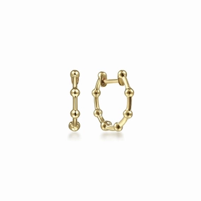 Luxurious Accessory Opulent Jewelry 14K Yellow Gold Bujukan Station Huggie Earrings