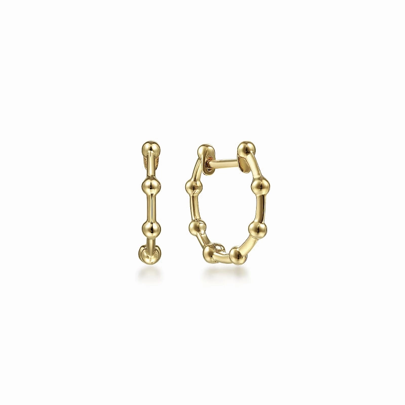 Luxurious Accessory Opulent Jewelry 14K Yellow Gold Bujukan Station Huggie Earrings