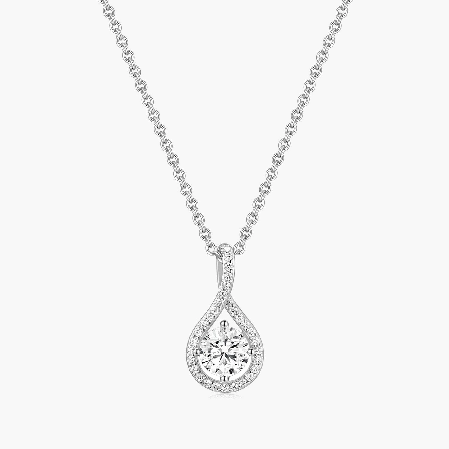 Petite Style Formal Detail Teardrop Cubic Zirconia Halo Necklace