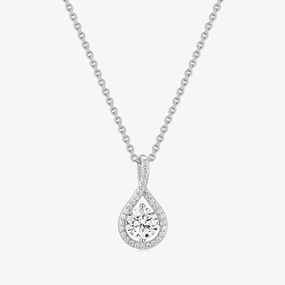 Petite Style Formal Detail Teardrop Cubic Zirconia Halo Necklace