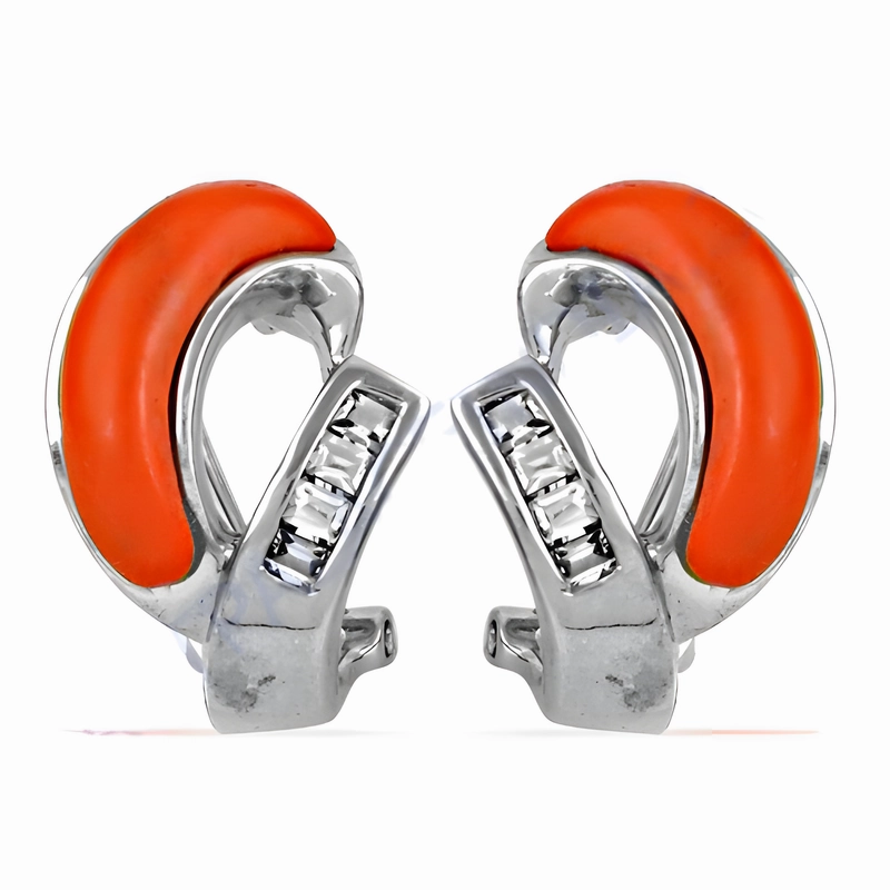 Inspired Coral Cubic Zirconia Gemstone Silver Earrings - Elegant & Affordable Jewelry Wedding Piece