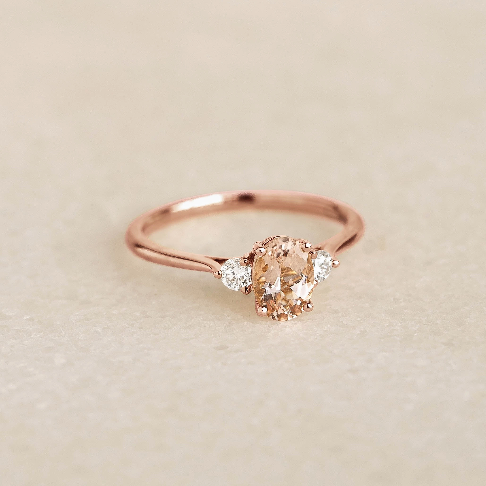 Morganite and Diamond Ring Rose Gold - Kindra Vintage Craft Branded Design