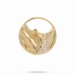 Ko?olau Waterfall Pendant in Gold with Diamonds - 26mm Fresh Touch Delicate Glow