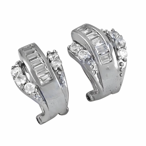 Comfortable Design Stunning Cubic Zirconia Silver Earrings - Rocking Style Jewelry