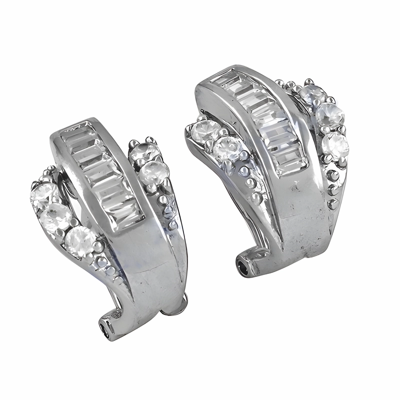 Comfortable Design Stunning Cubic Zirconia Silver Earrings - Rocking Style Jewelry