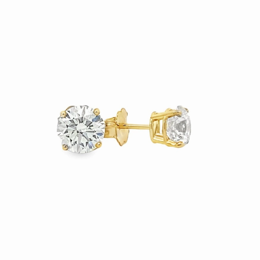 sophisticated appearance 14K Yellow Gold Diamond Solitaire Stud Earrings - 2.20 Carat