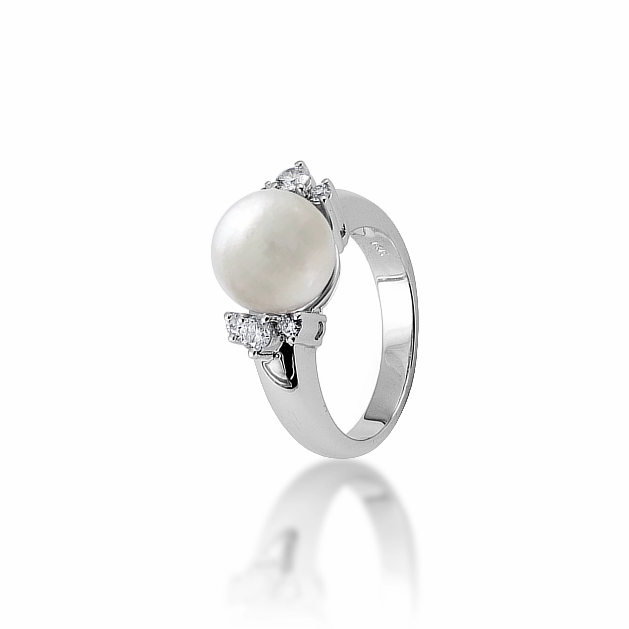 South Sea White Pearl Ring in White Gold with Diamonds - 10-11mm Artistic Product Modern Design