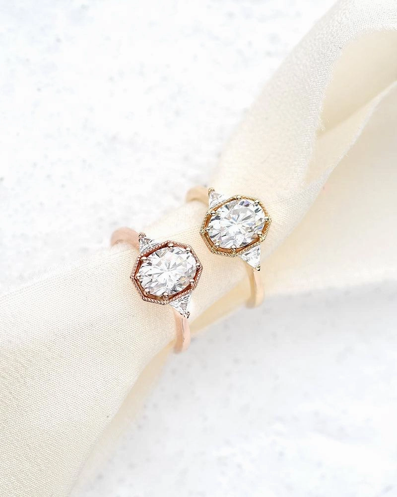 Bold Jewelry Pieces 1.5ct Geometric Moissanite Three-stone Vintage Ring