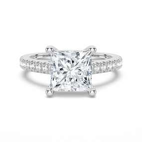 Timeless Shine Pieces Delicate Shine Moissanite Princess Cut Engagement Ring With Hidden Halo