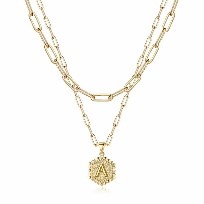 Light Touch Timeless Gift 14K Gold Plated Paper Clip Chain Simple and Delicate Layered Initial Necklace