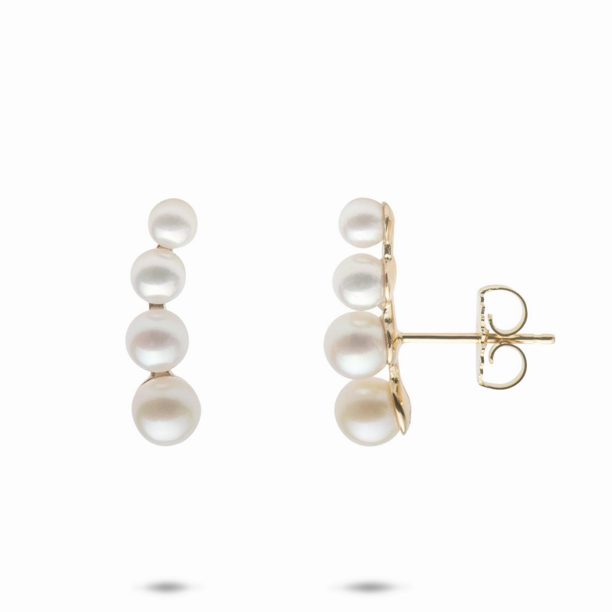 Petite Accent Magnificent Piece Akoya & Freshwater White Pearl Earrings in Gold - 3.5-6mm