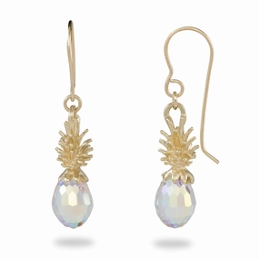 Graceful Option Unique Decor Crystal Pineapple Dangle Earrings in Gold - Small