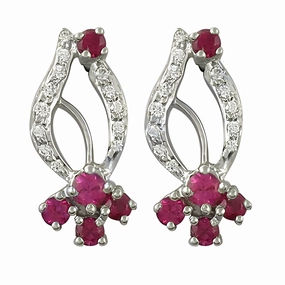 Dainty Adornment Elegant Red Cubic Zirconia Gemstone Silver Earrings - Delicate Design