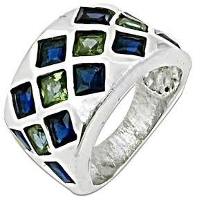 Modern Form Charming Green Glass Zirconia Gemstone Silver Ring - Elegant Jewelry