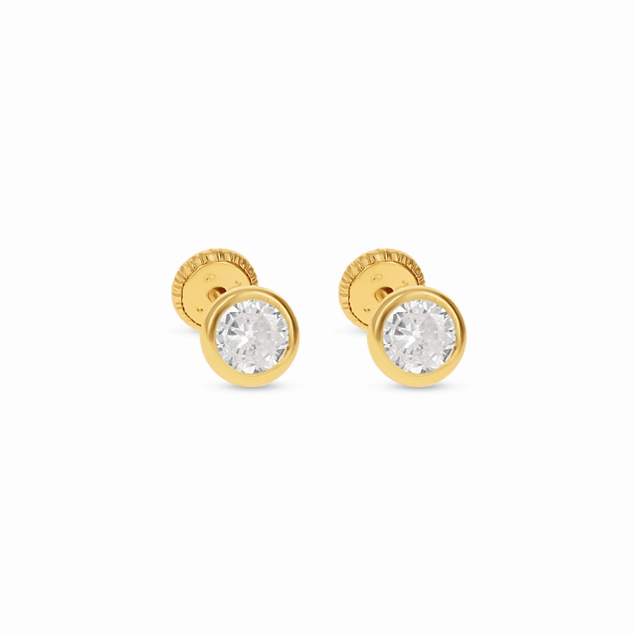 Allure Edge Chic Contour Classic 14kt Gold CZ Stud Earrings