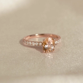 Unique Creation Oval Morganite and Diamond Ring Rose Gold - Minette