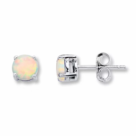 Classic Birthstone Stud Earrings with Opal decorative item Colorful Adornment