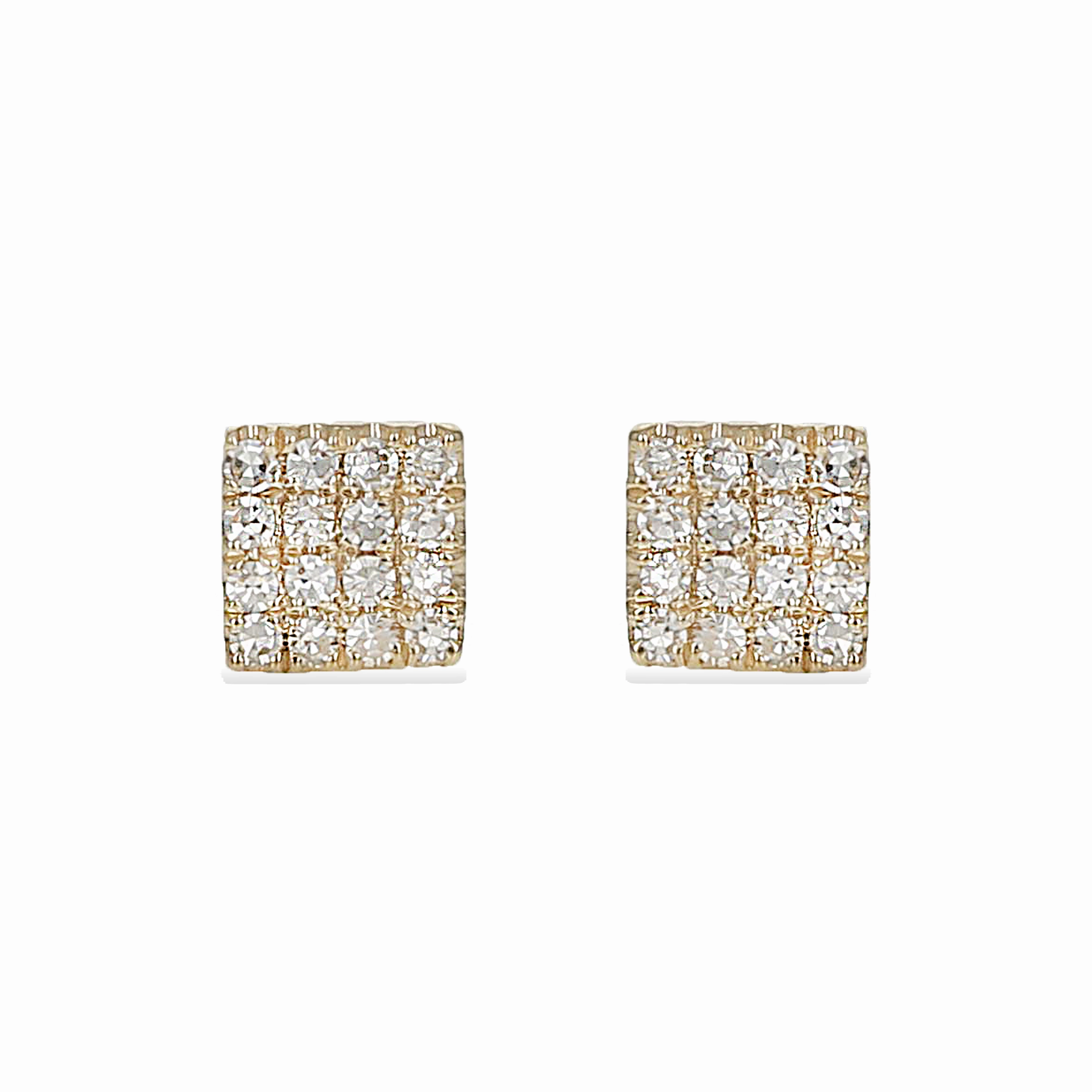 Graceful Shape Square Diamond Stud Earrings
