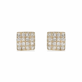 Graceful Shape Square Diamond Stud Earrings