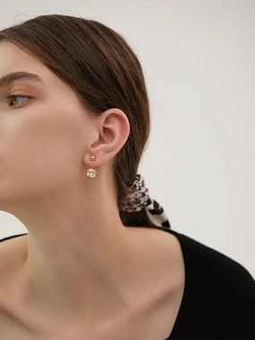 Square Rhinestone Ear Jacket Polished Adornment Modern Embellishment