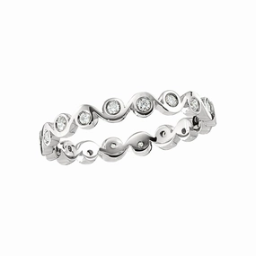 Occasion Accent Modern Item Stackable Modern Bezel Set Zigzag Diamond White Gold Band