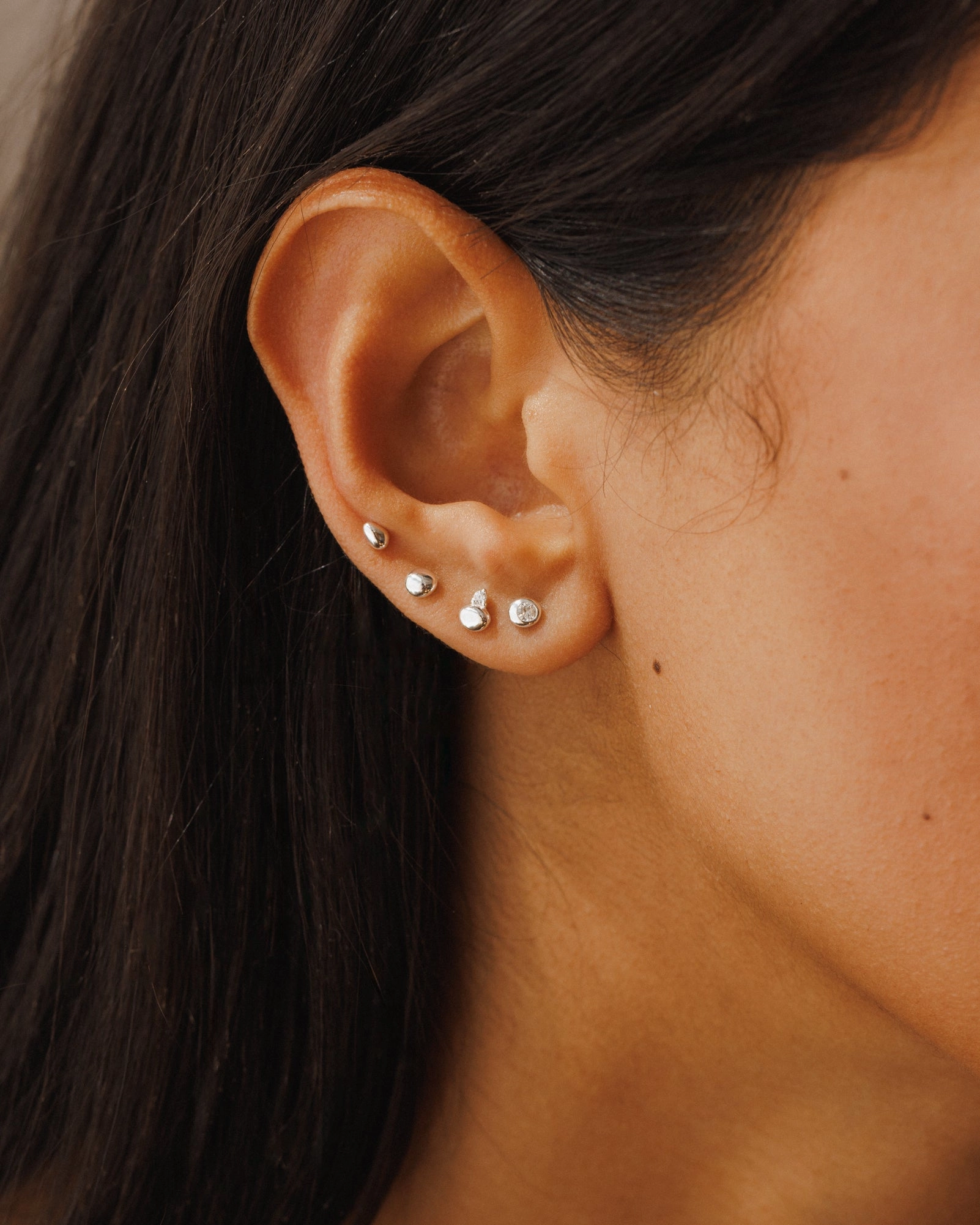 Handcrafted Jewelry Finish City Style Stacking Stone Stud Set