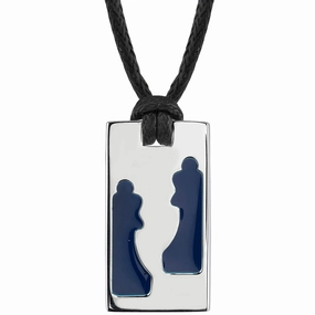 Polished Style Stainless Steel Dog Tag Bar Pendant Chess Queen Design
