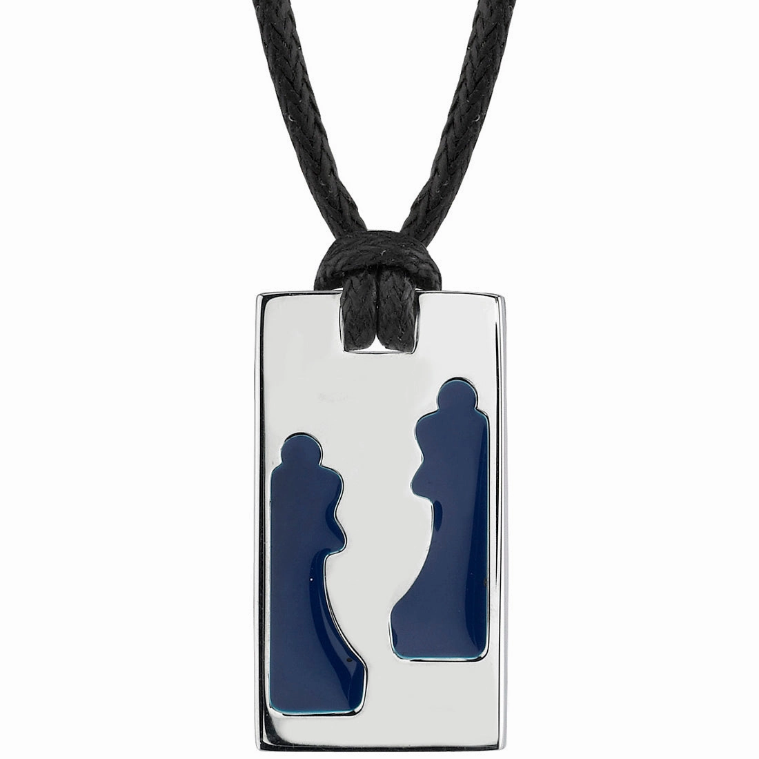 Polished Style Stainless Steel Dog Tag Bar Pendant Chess Queen Design