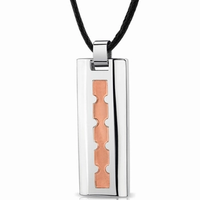 Beautiful Jewelry Amazing Style Stainless Steel Rose Gold-Tone Dog Tag Bar Pendant