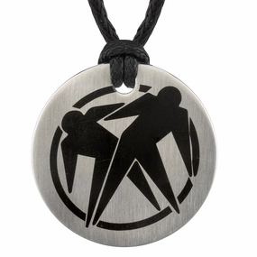 Memento Adornment Locked Accessory Stainless Steel Silhouette Medallion Pendant