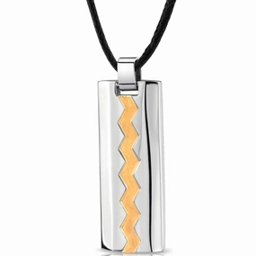 Stainless Steel Two Tone Dog Tag Bar Pendant Active Woman Fashionable Gift