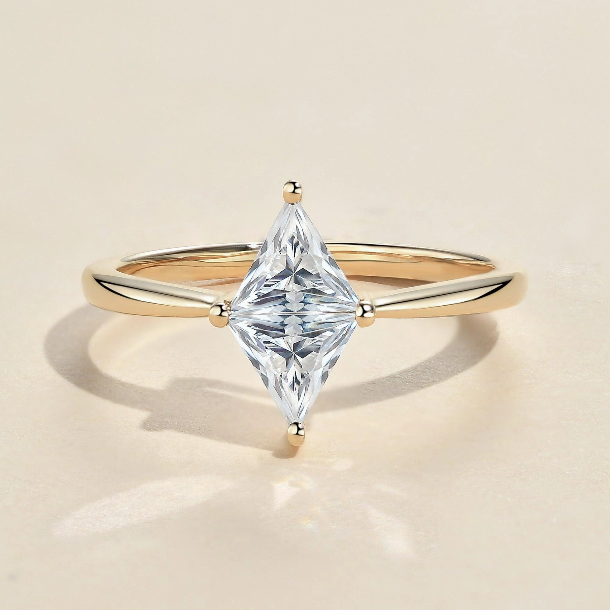 1.0ct Triangle Cut Moissanite Classic Solitaire Ring Shimmer Effect
