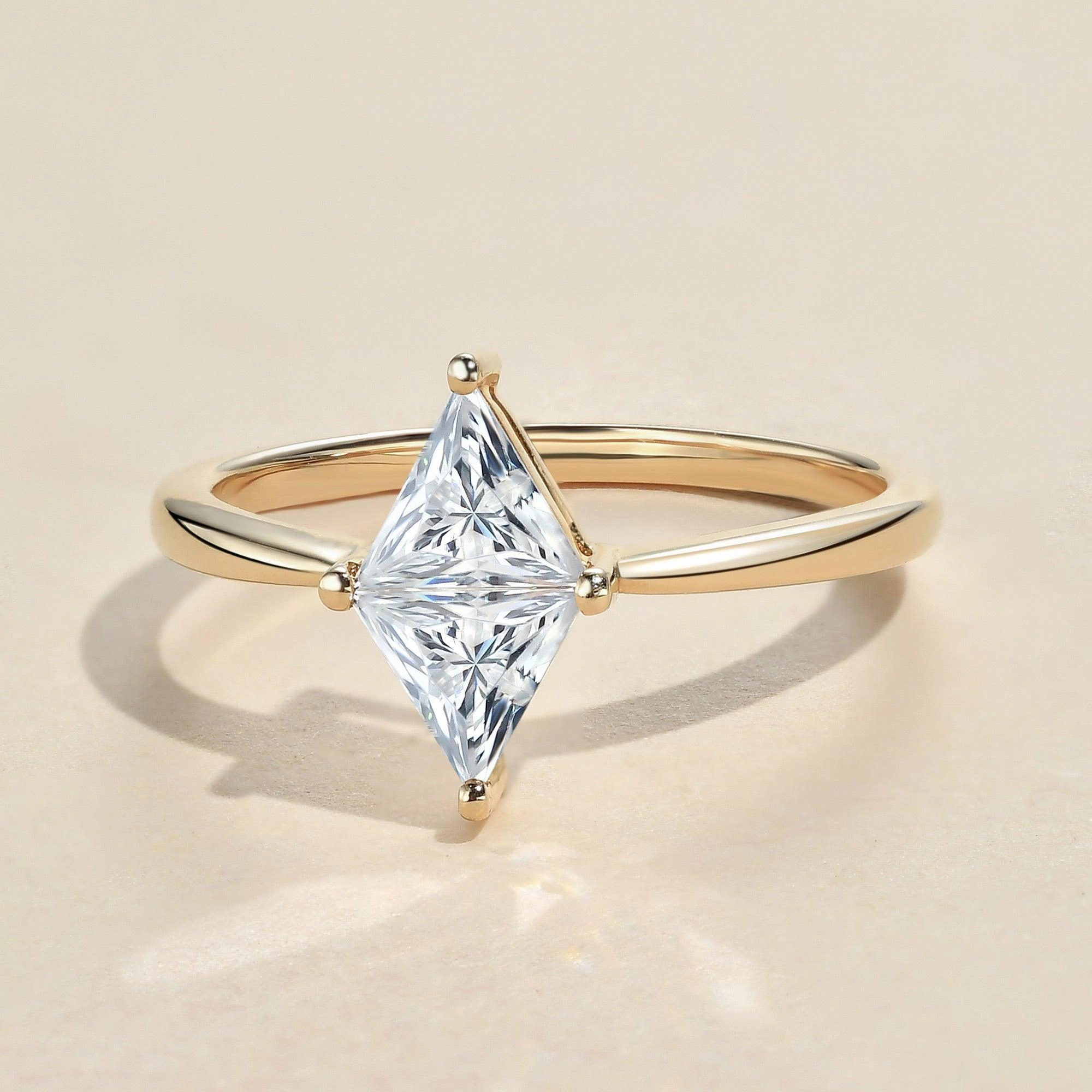 Elegant Treasures 1.0ct Triangle Cut Moissanite Classic Solitaire Ring
