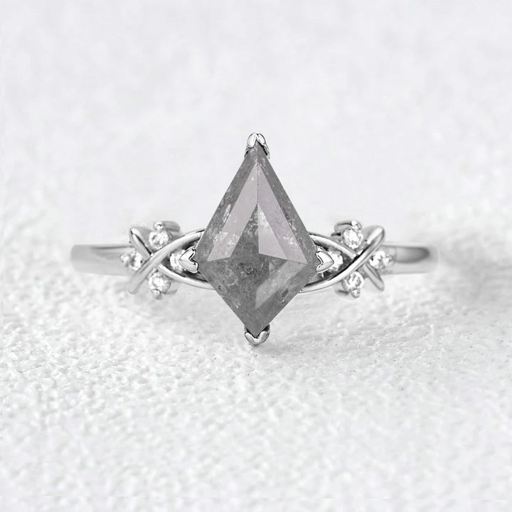 Rose Cut Salt and Pepper Diamonds Infinity Engagement Ring Pure Accent Dazzling Effect