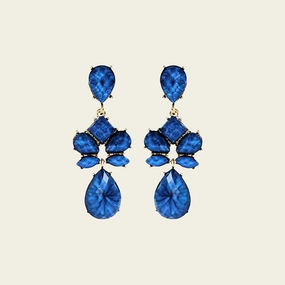 Circular Piece Blue Fashion Chandelier Earrings