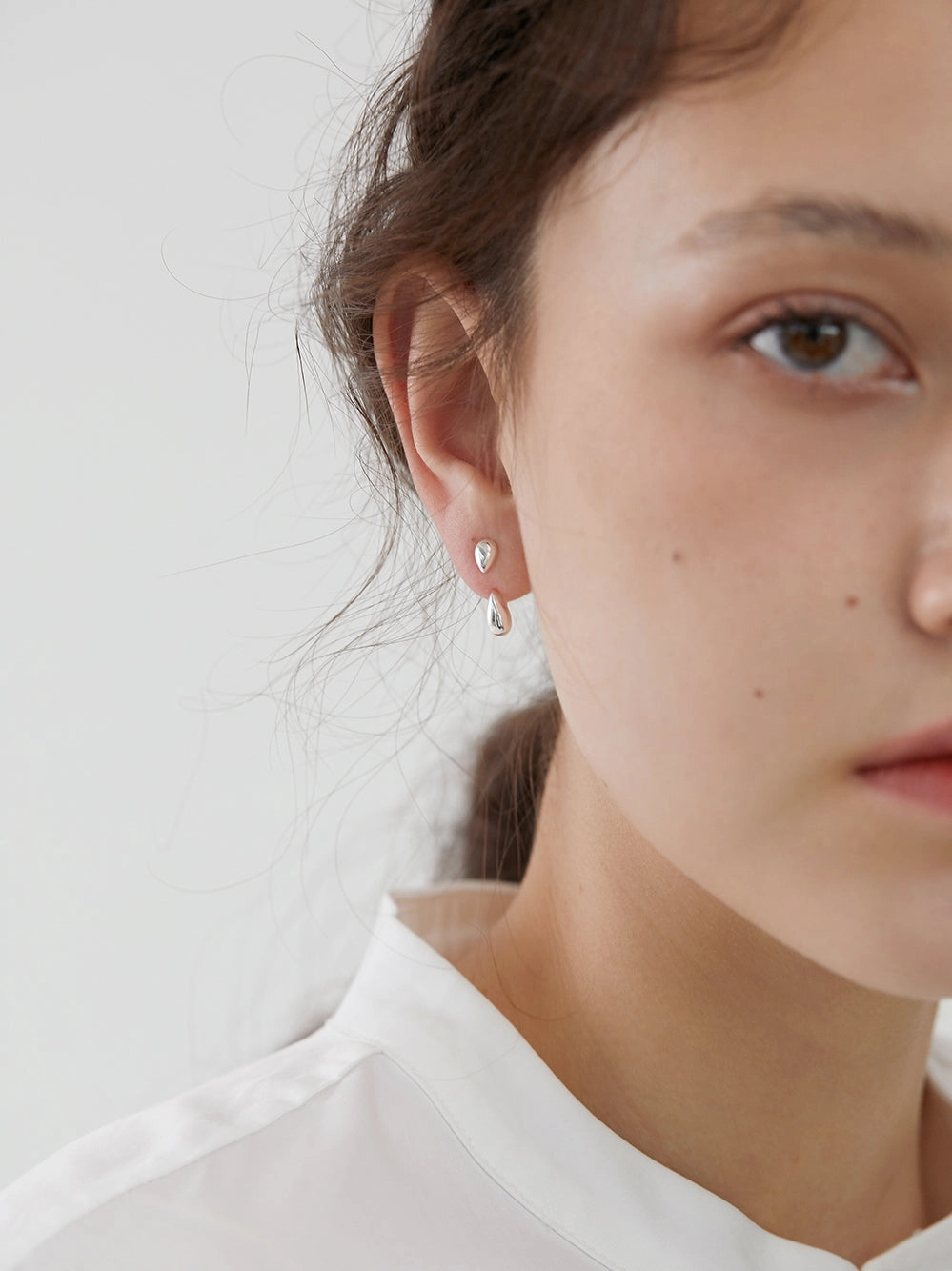 Morning Dew 2-Way Dainty Stud Earrings 18K Gold/Silver Trendy Detail Industrial Decoration