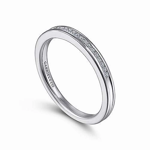 Soft Style Custom Shine 20-Stone Channel Set Diamond Band 14K White Gold