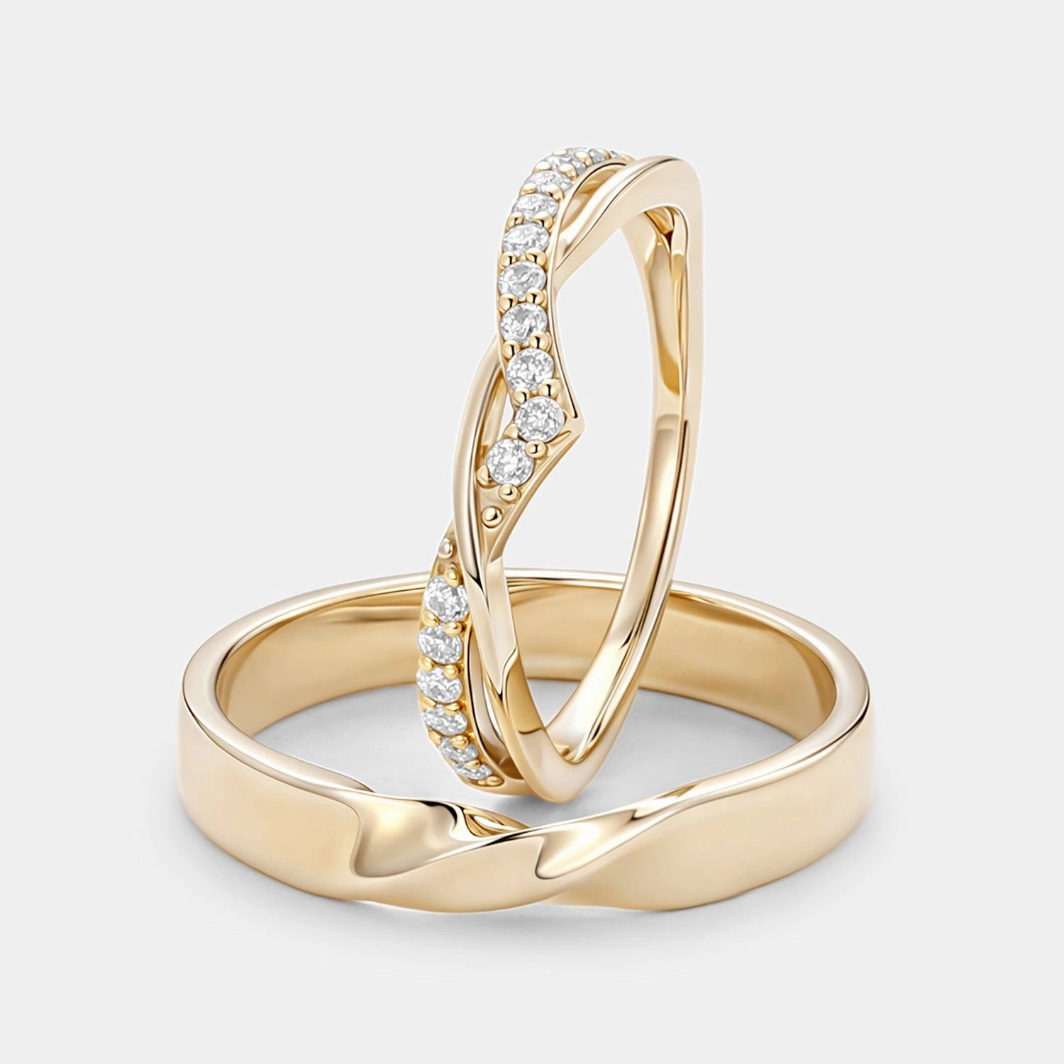 Eternity Moissanite Couple Ring Set 2pcs Everyday Detail