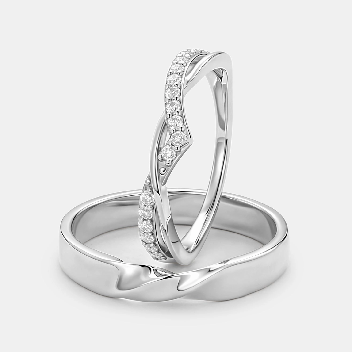 Fashion Appeal Glowing Accent Eternity Moissanite Couple Ring Set 2pcs