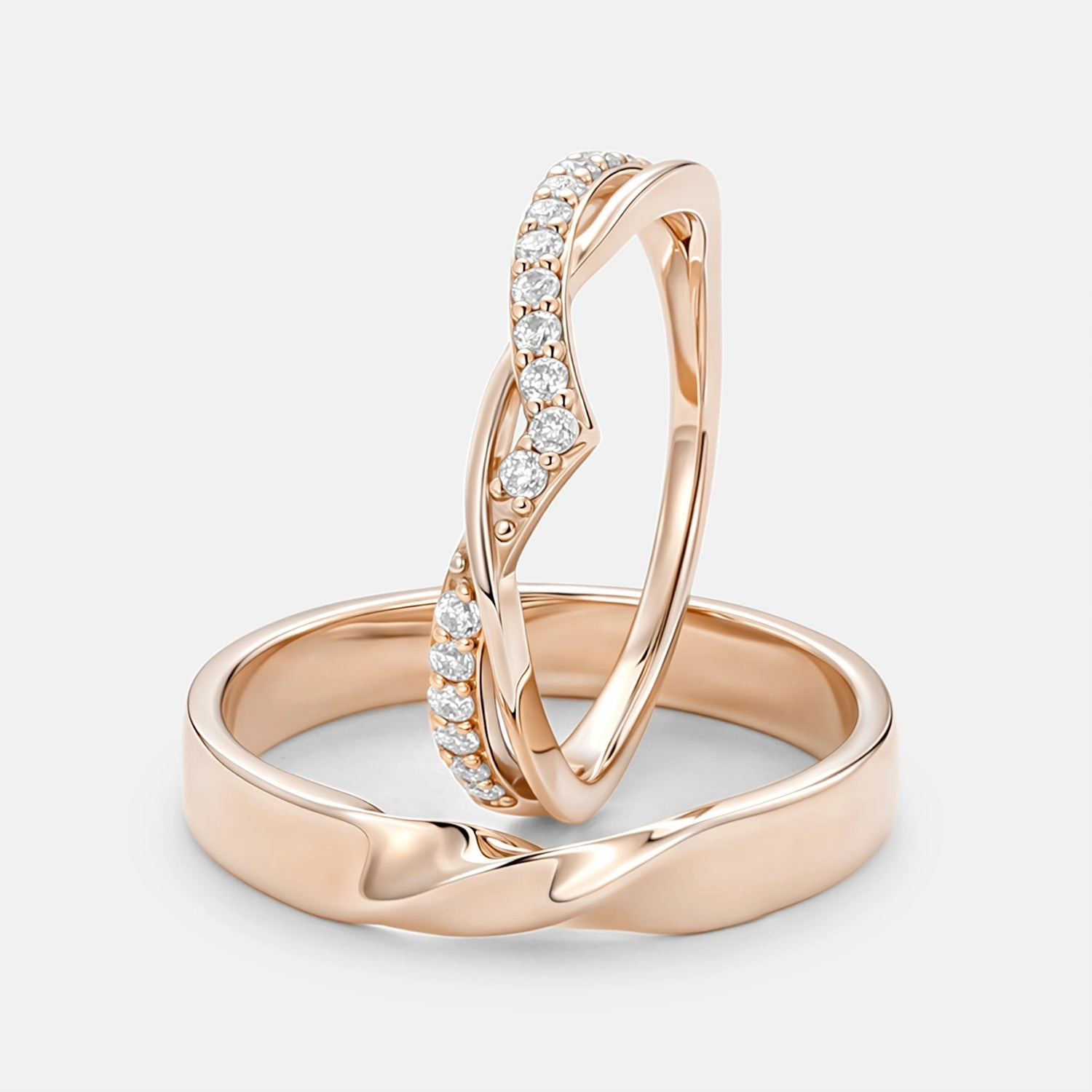 Eternity Moissanite Couple Ring Set 2pcs Camera Glow