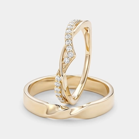 Opulent Look Eternity Moissanite Couple Ring Set 2pcs