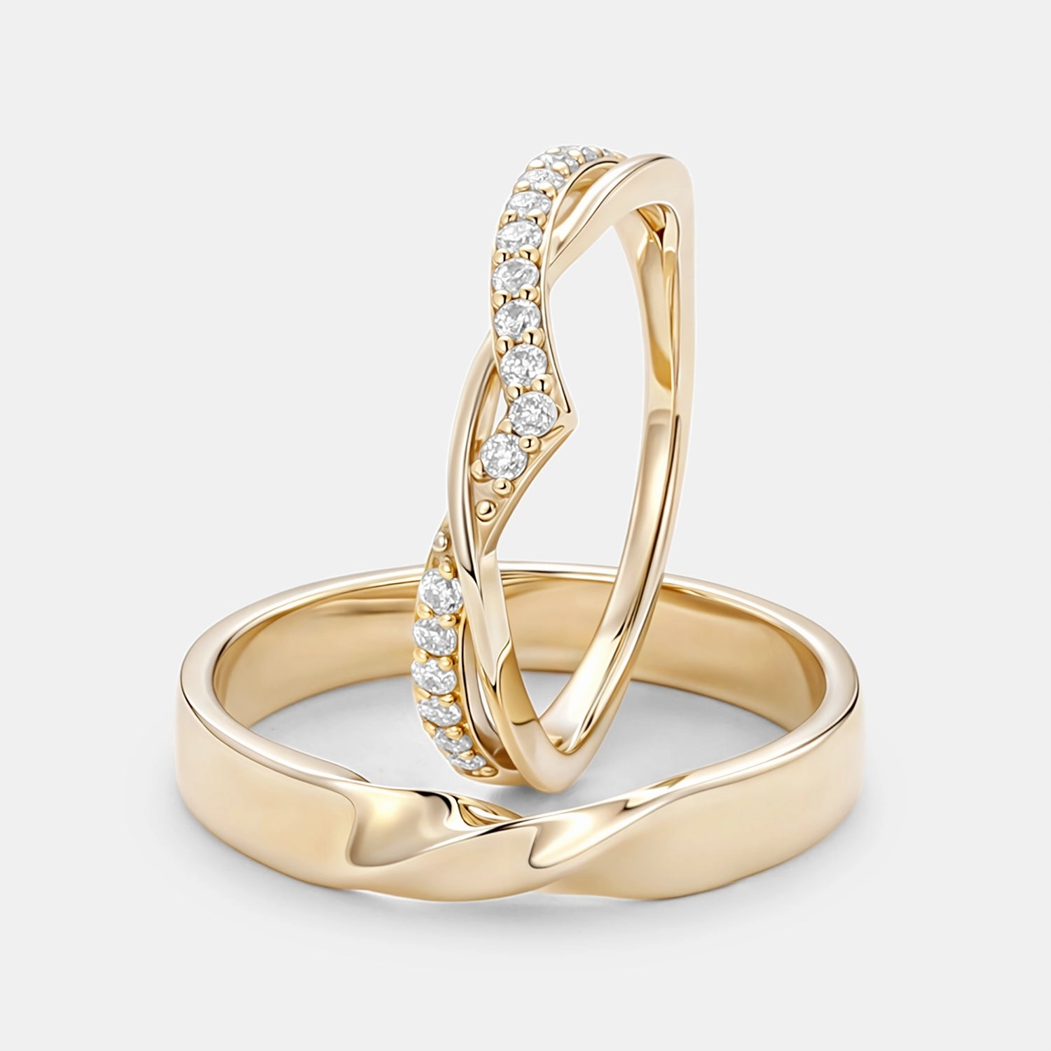 Opulent Look Eternity Moissanite Couple Ring Set 2pcs