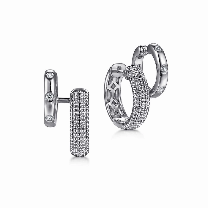Modern Selection Seasonal accessory Sterling Silver Bujukan White Sapphire Huggies Earrings