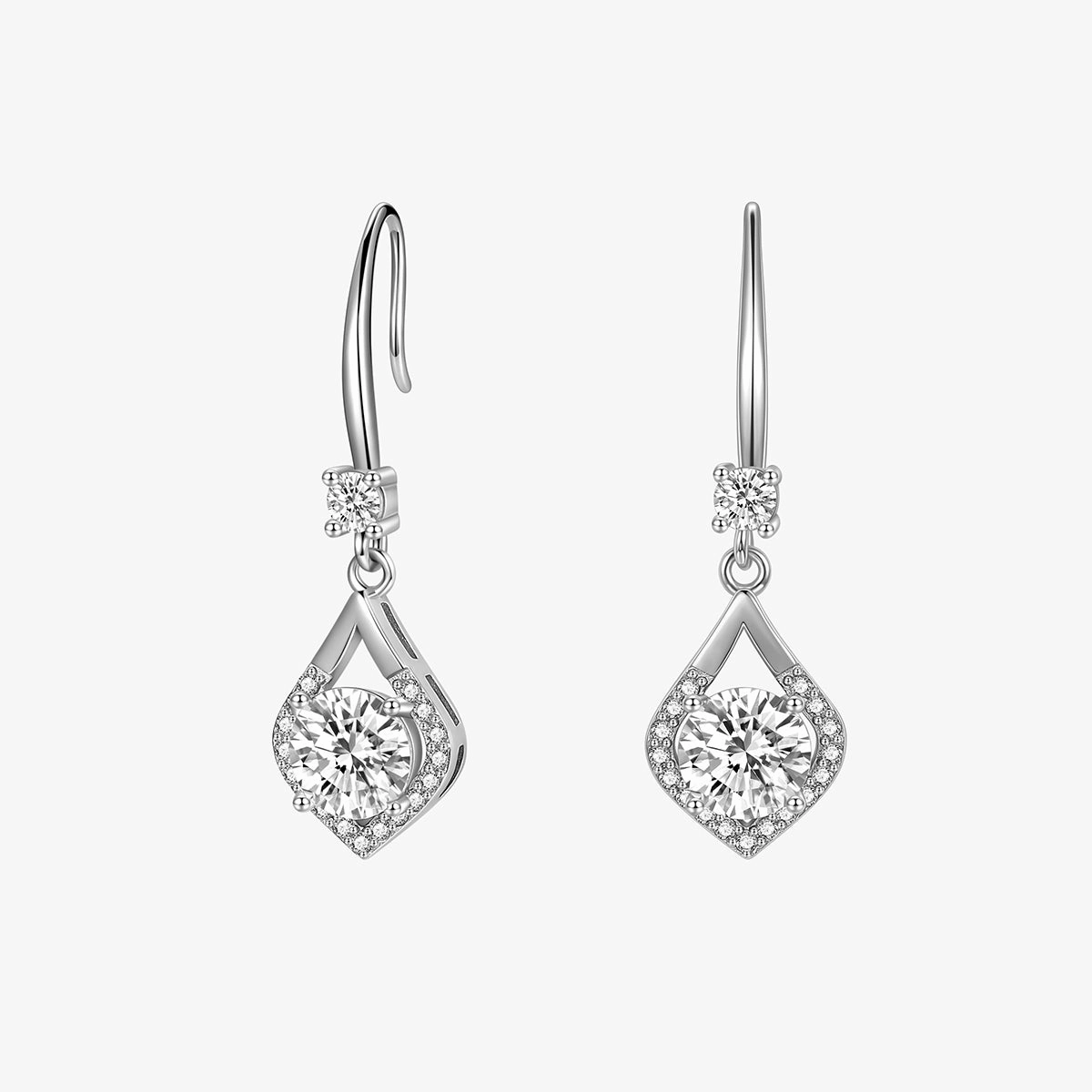 Sterling Silver Cubic Zirconia Drop Earrings Vibrant Look Party Detail