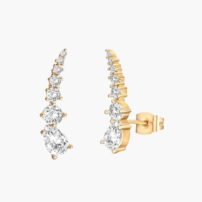 Sterling Silver CZ Climber Earrings Classy Accent Elegant Statement